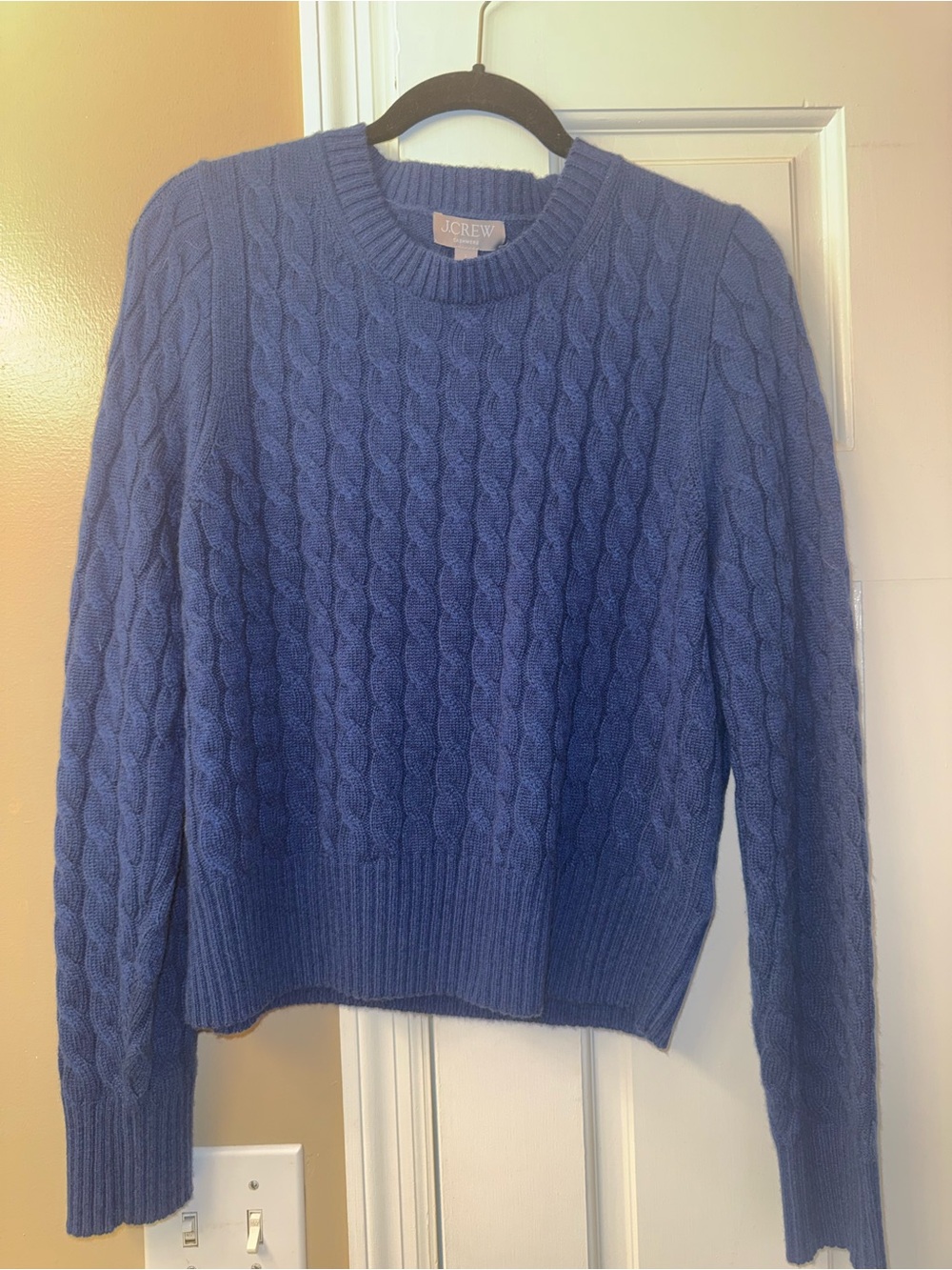 J. Crew 100% Cashmere Blue Cable knit Sweater